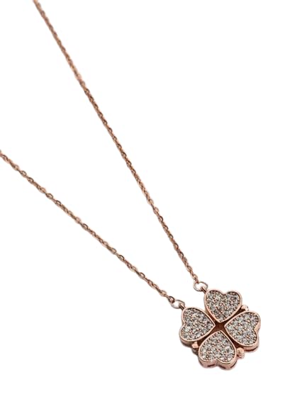 Heart Clover magnetic necklace stainless steel for girls & women