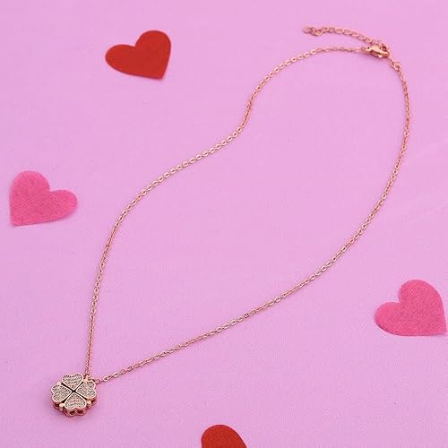 Heart Clover magnetic necklace stainless steel for girls & women