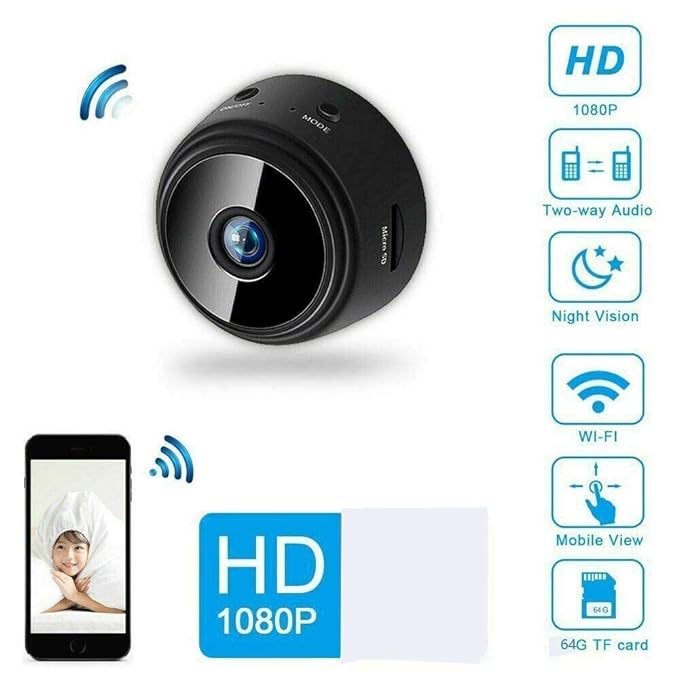 Wireless WiFi, HD 1080p Mini Portable Security Camera