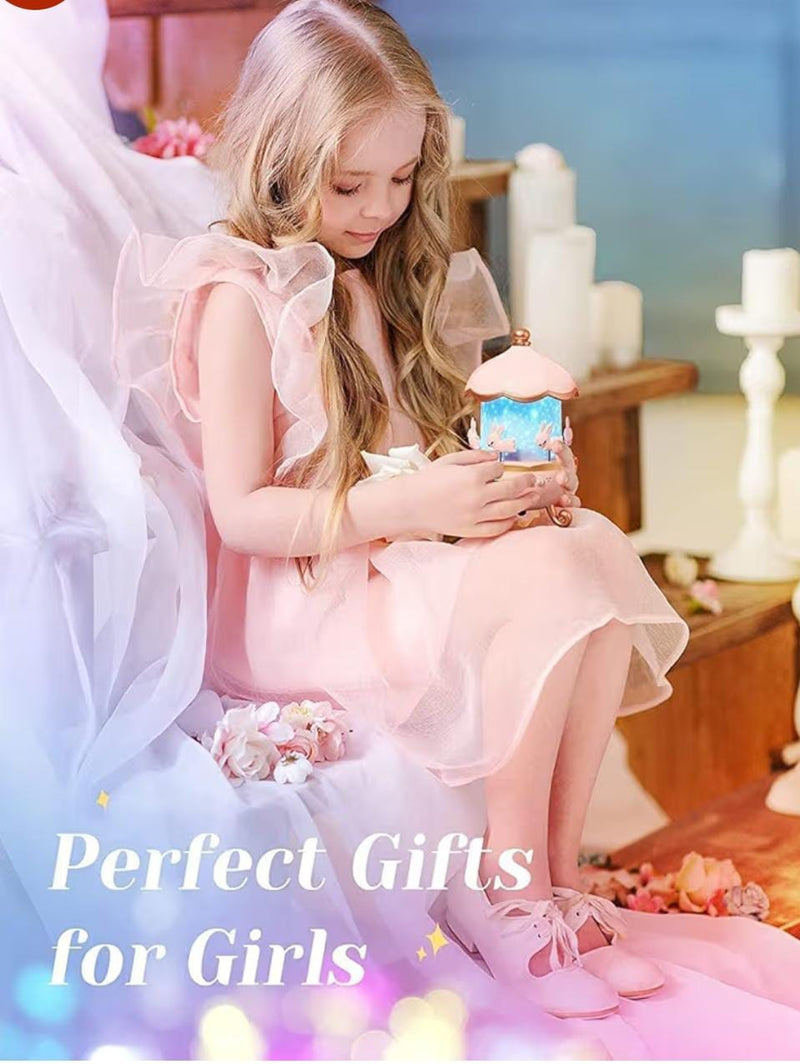 Bunny Night Light Cabin Projector Lamp 360° Rotatable LED Night Lamp for Kids Room Decor, Kids Night Lights for Girls Bedroom 6 Film Shade