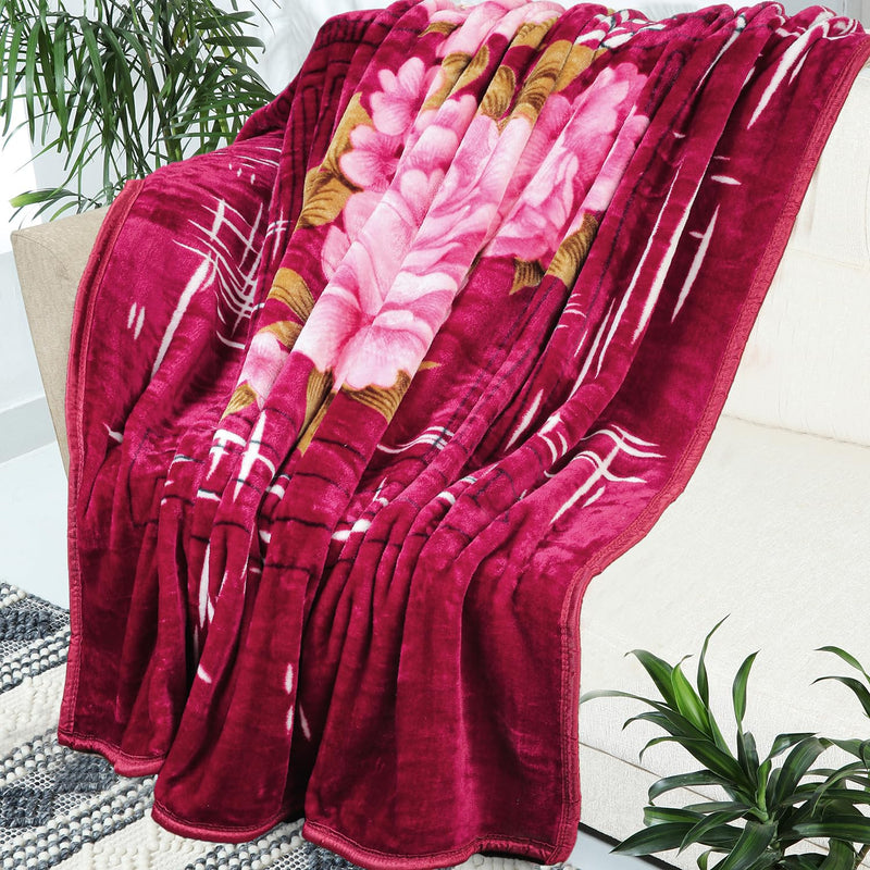 Soft Cloudy Printed Mink Double Bed Blanket for All Season
