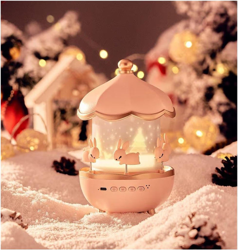 Bunny Night Light Cabin Projector Lamp 360° Rotatable LED Night Lamp for Kids Room Decor, Kids Night Lights for Girls Bedroom 6 Film Shade