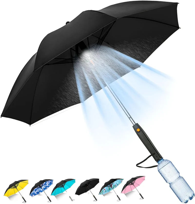 UPF 50+ Travel Umbrella for Sun & Rain, 3 in 1 Umbrella with Fan and Mister