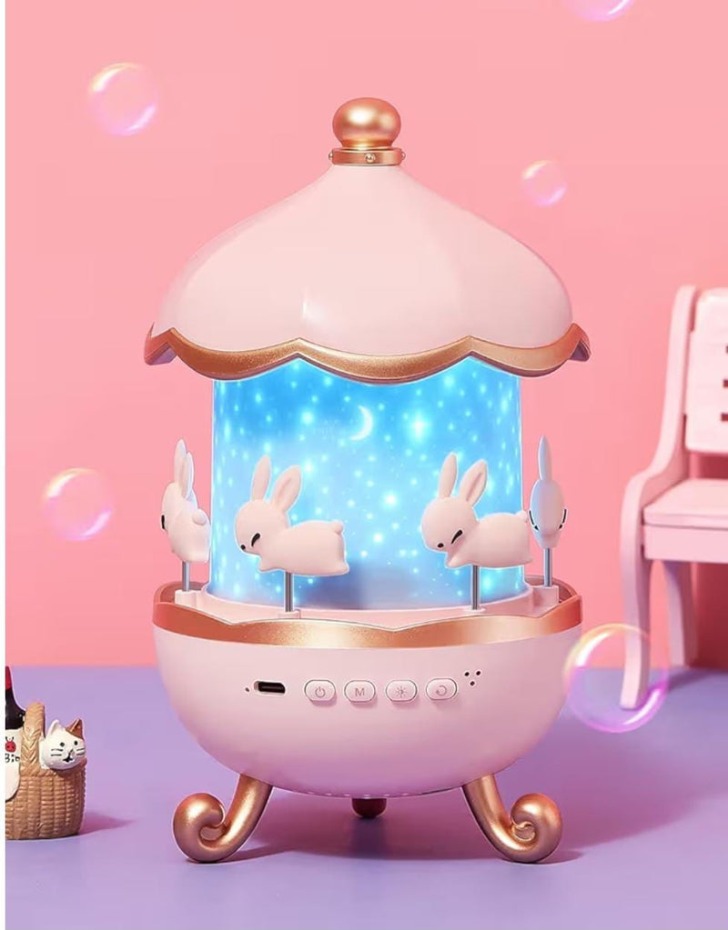 Bunny Night Light Cabin Projector Lamp 360° Rotatable LED Night Lamp for Kids Room Decor, Kids Night Lights for Girls Bedroom 6 Film Shade